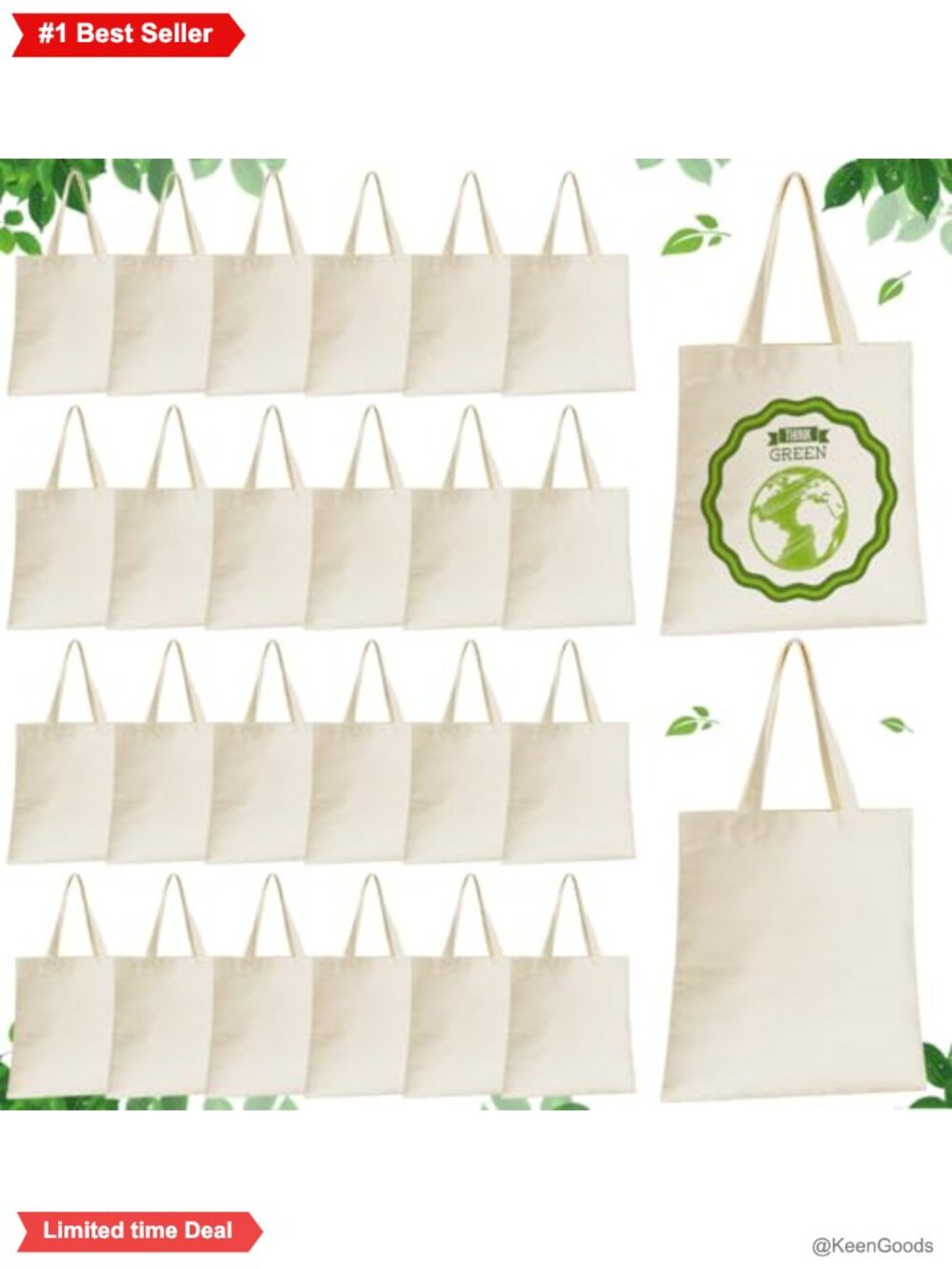 Canvas Tote Bags 24 Pack Sublimation Blanks Reusable Shopping Bag DIY Craft